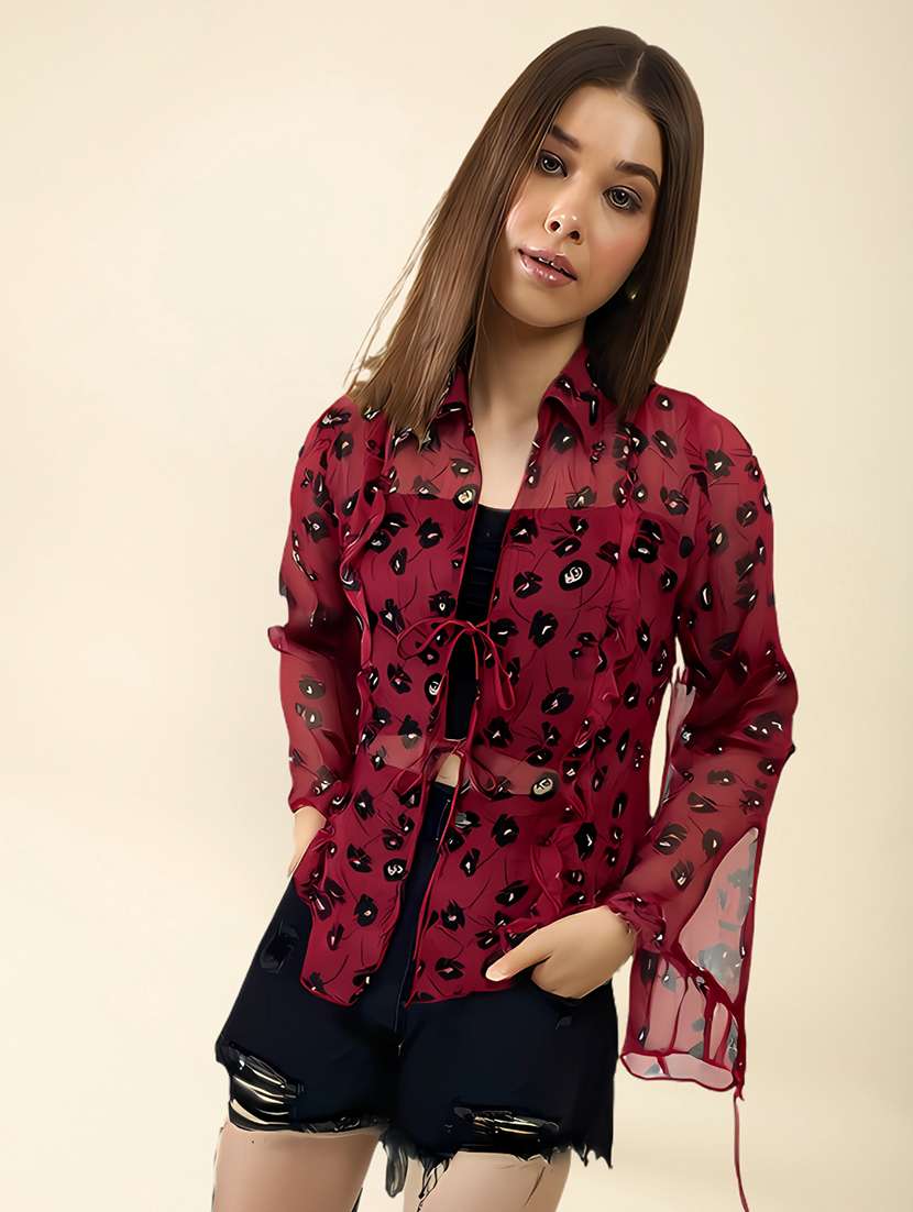 women printed long sleeve regular shrug - 22230806 -  Standard Image - 3