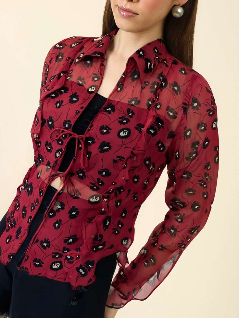 women printed long sleeve regular shrug - 22230806 -  Standard Image - 5