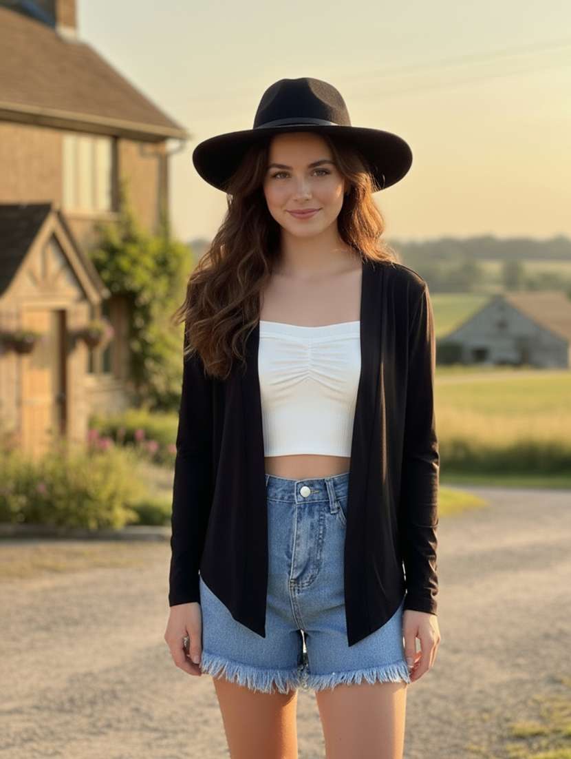 women solid long sleeve regular shrug