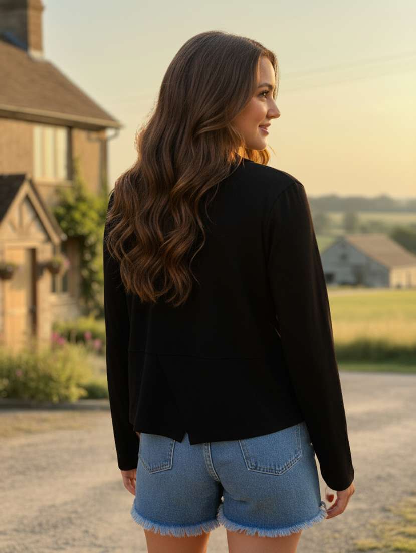 women solid long sleeve regular shrug - 22230807 -  Standard Image - 3