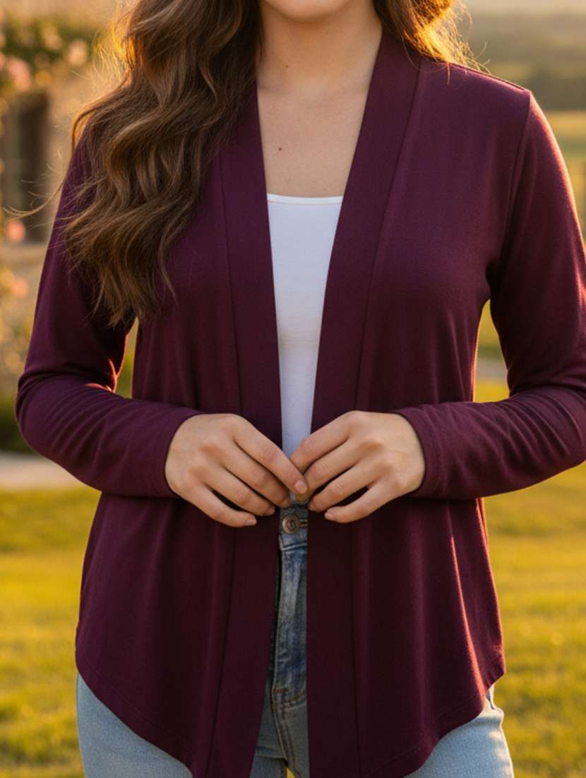 women solid long sleeve regular shrug - 22230810 -  Standard Image - 5
