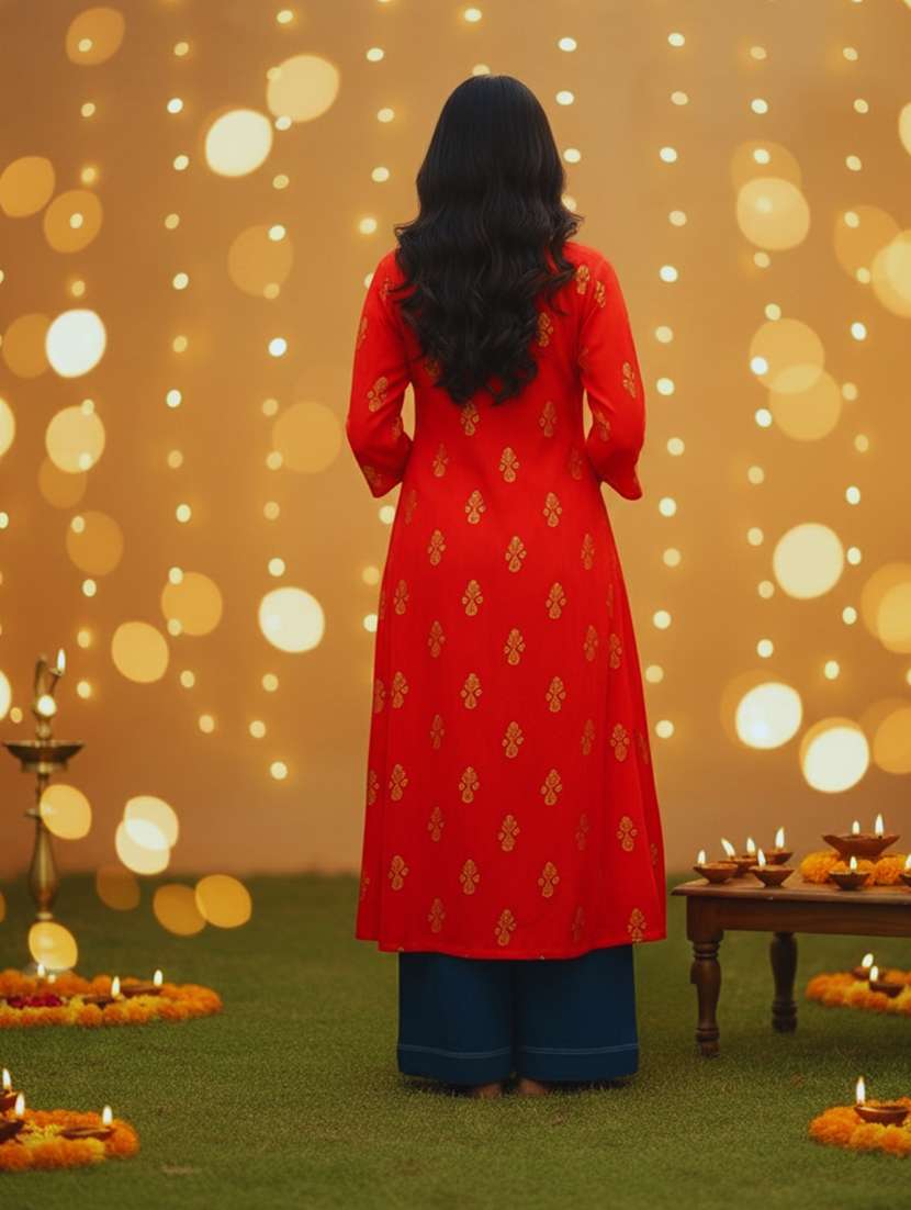 women printed three quarter sleeve long shrug - 22230816 -  Standard Image - 3