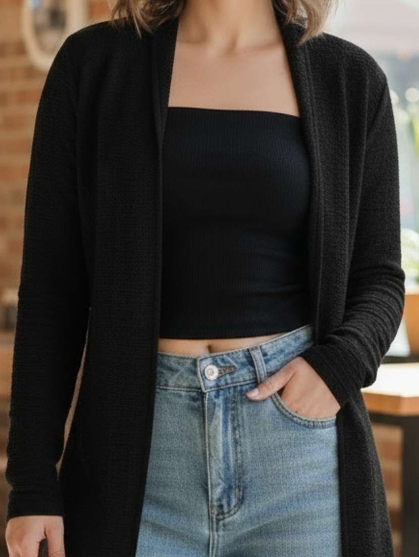 women solid long sleeve regular shrug - 22230818 -  Standard Image - 5