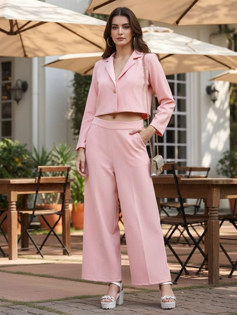 women solid mid rise wide leg trouser - 22230903 -  Zoom Image - 0