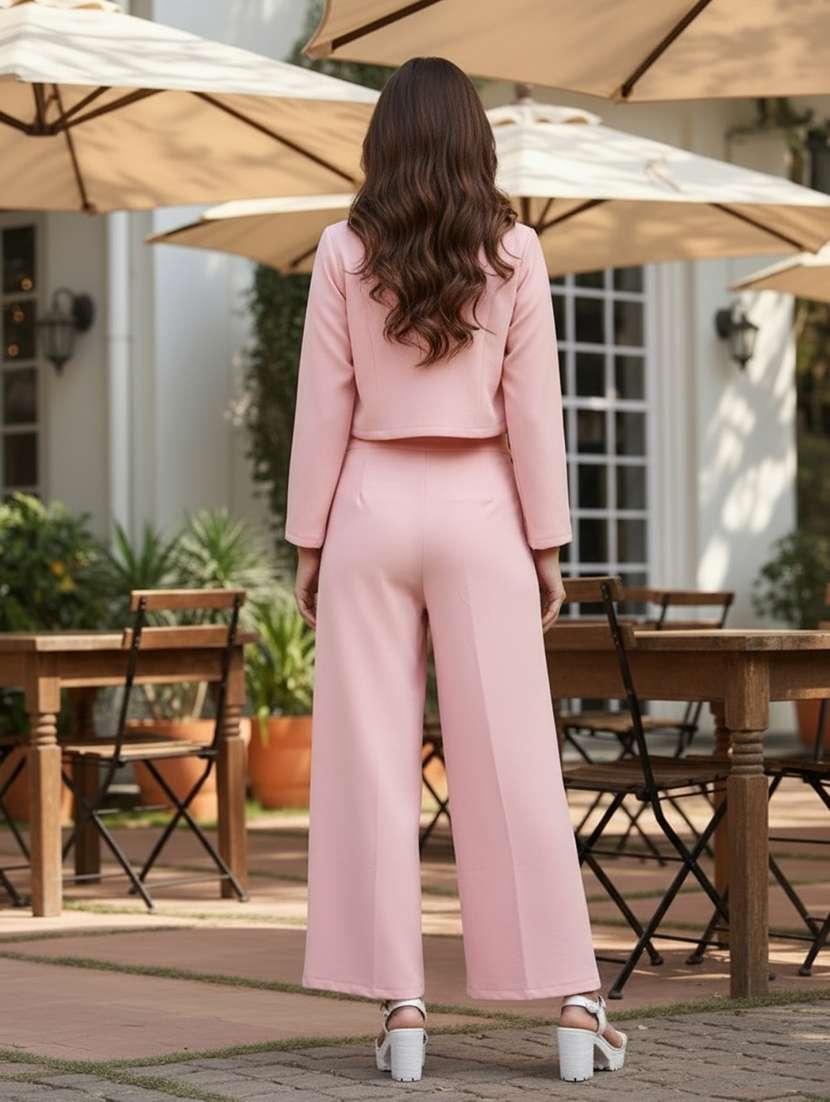 women solid mid rise wide leg trouser - 22230903 -  Standard Image - 3