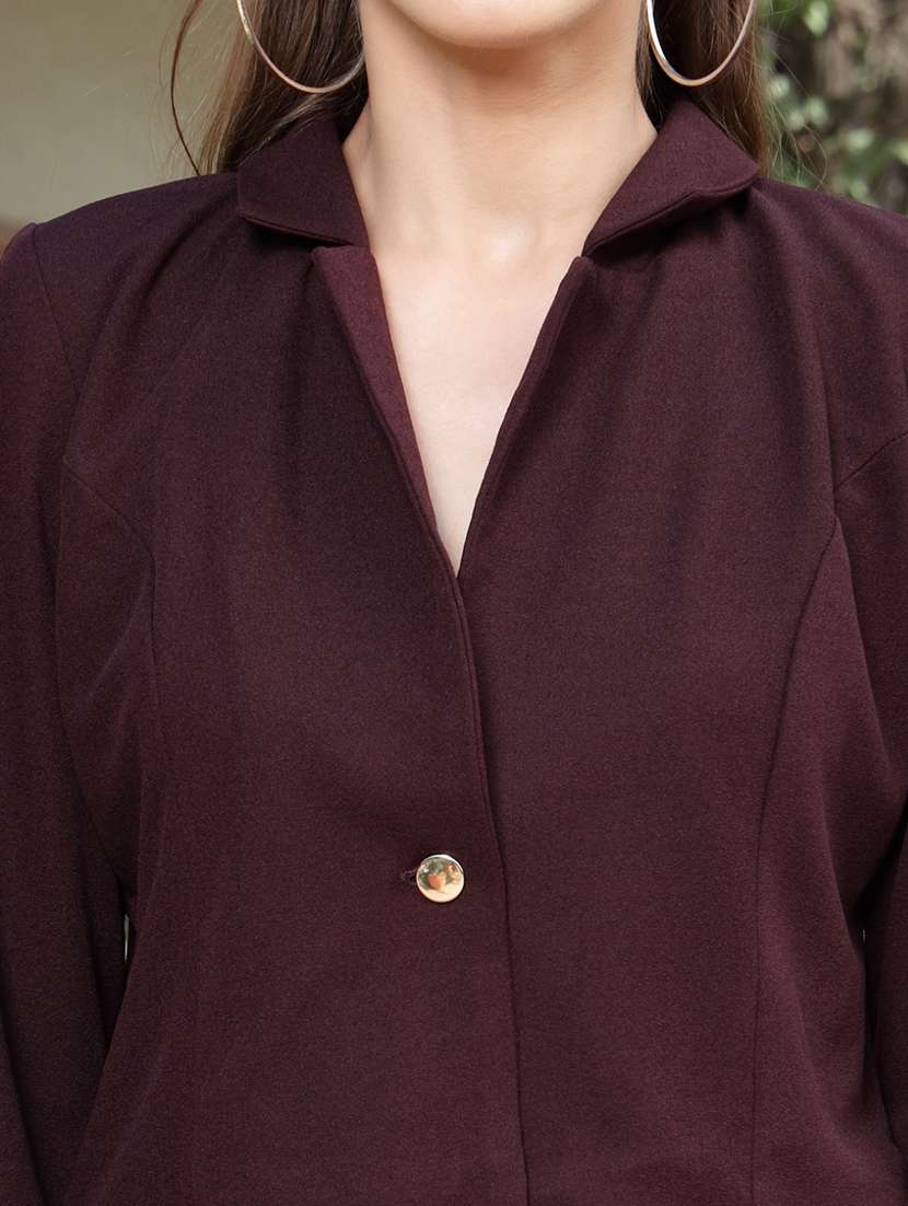 women solid long sleeve blazer and trouser co-ord set - 22230913 -  Standard Image - 5