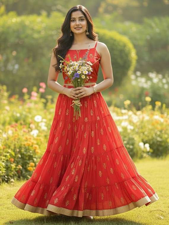 women foil print top and skirt co-ord set