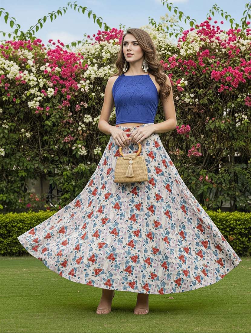 women floral print flared maxi skirt - 22230928 -  Standard Image - 3