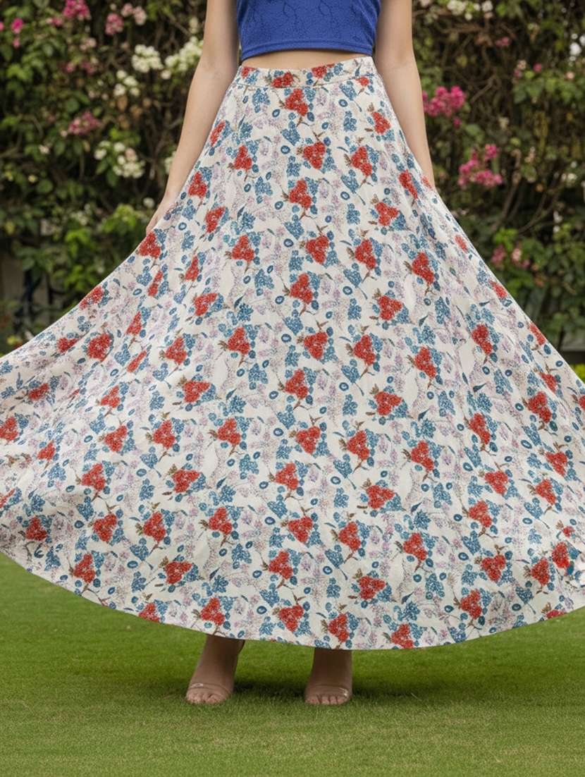 women floral print flared maxi skirt - 22230928 -  Standard Image - 5