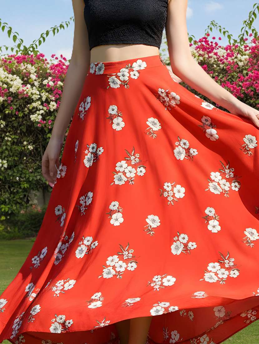 women floral print flared maxi skirt - 22230929 -  Standard Image - 5