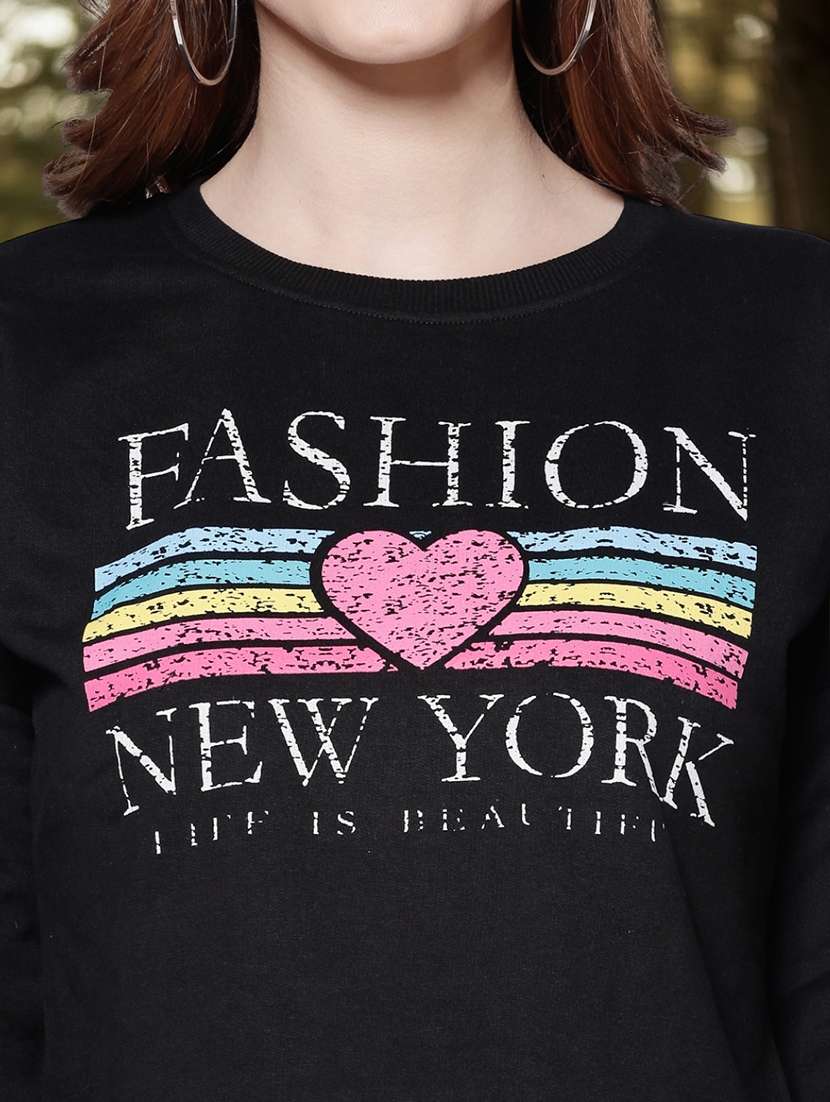 women printed long sleeve crop sweatshirt - 22230937 -  Standard Image - 5