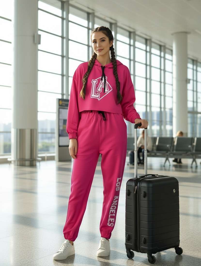 women printed long sleeve crop hooded sweatshirt - 22230946 -  Standard Image - 3