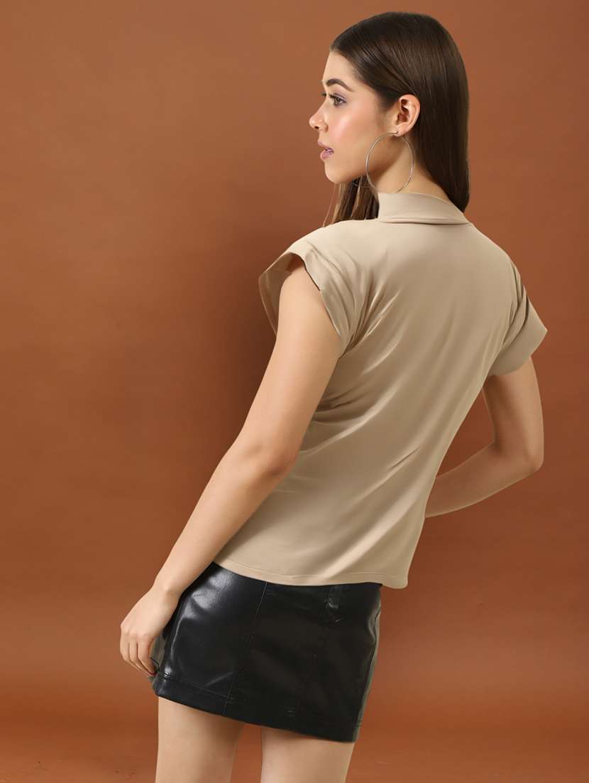 women solid short sleeve regular top - 22231105 -  Standard Image - 3