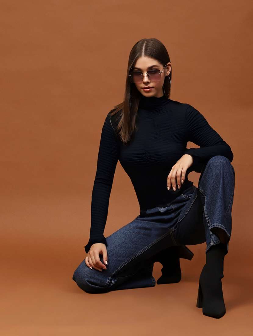 wen solid long sleeve high neck top - 22231106 -  Standard Image - 3