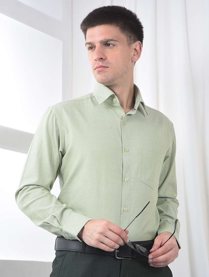 men solid long sleeve slim fit formal shirt