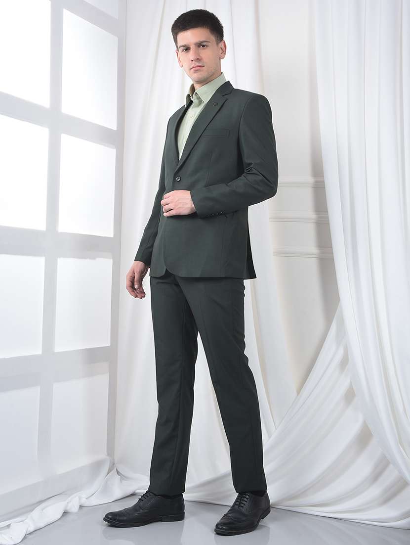 men solid lapel collar single breasted suit - 22231135 -  Standard Image - 3