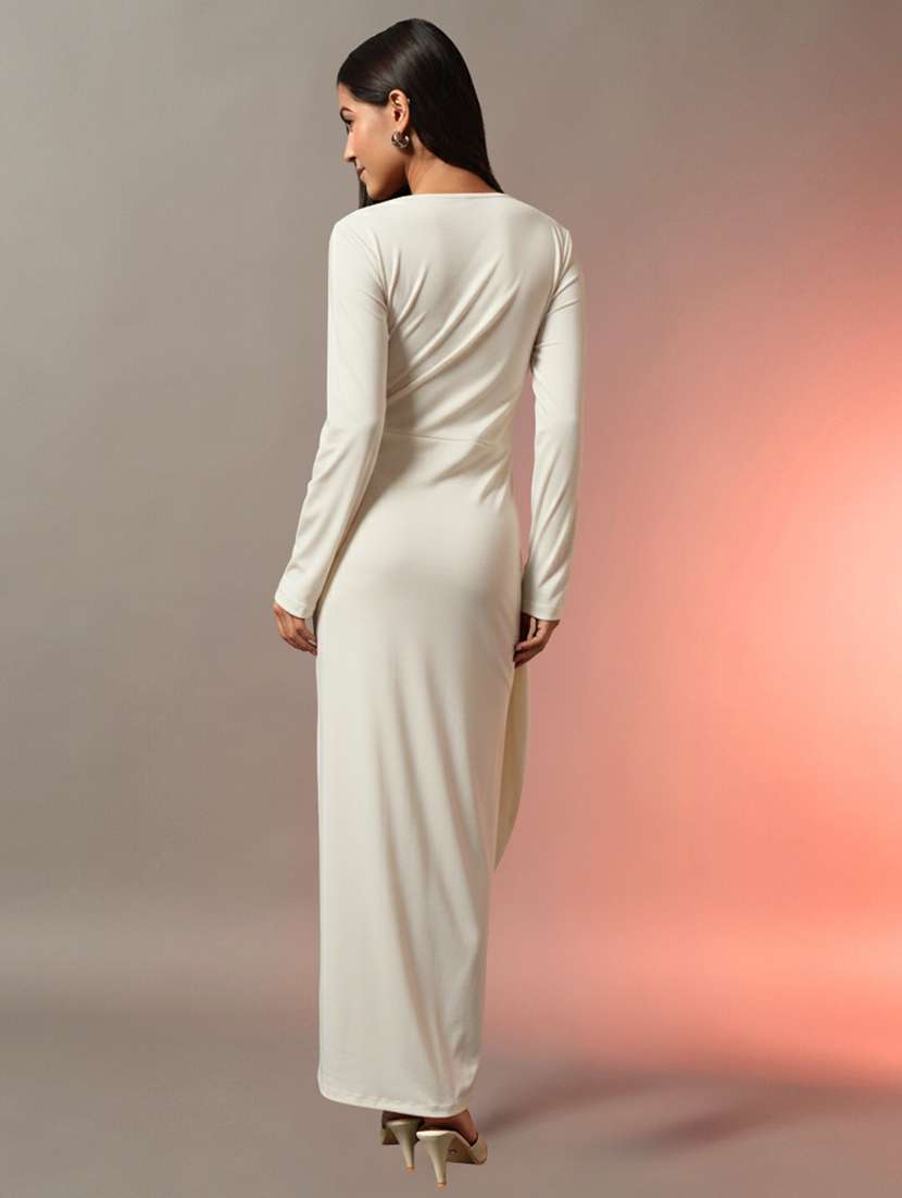 women solid square neck wrap dress - 22231270 -  Standard Image - 3