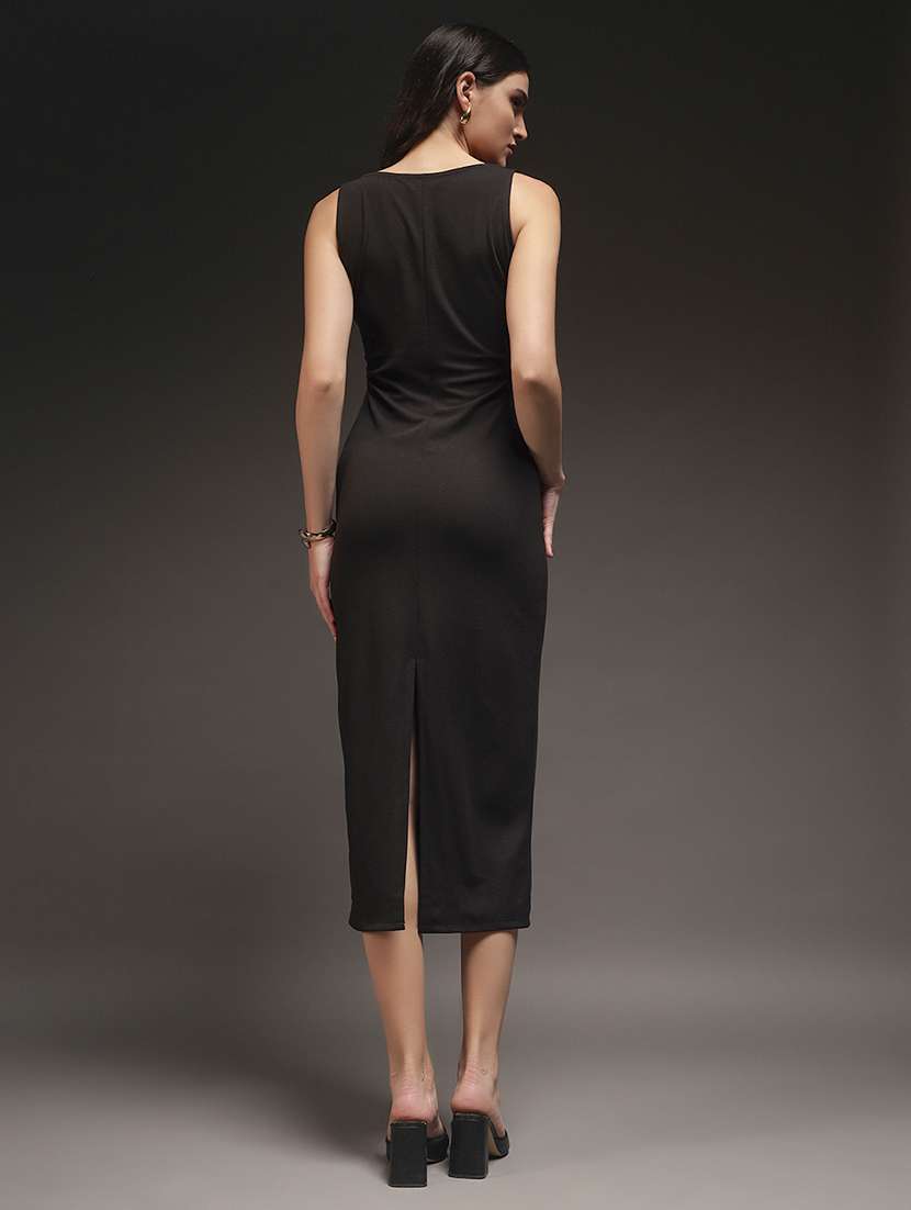 women solid round neck sheath dress - 22231273 -  Standard Image - 3