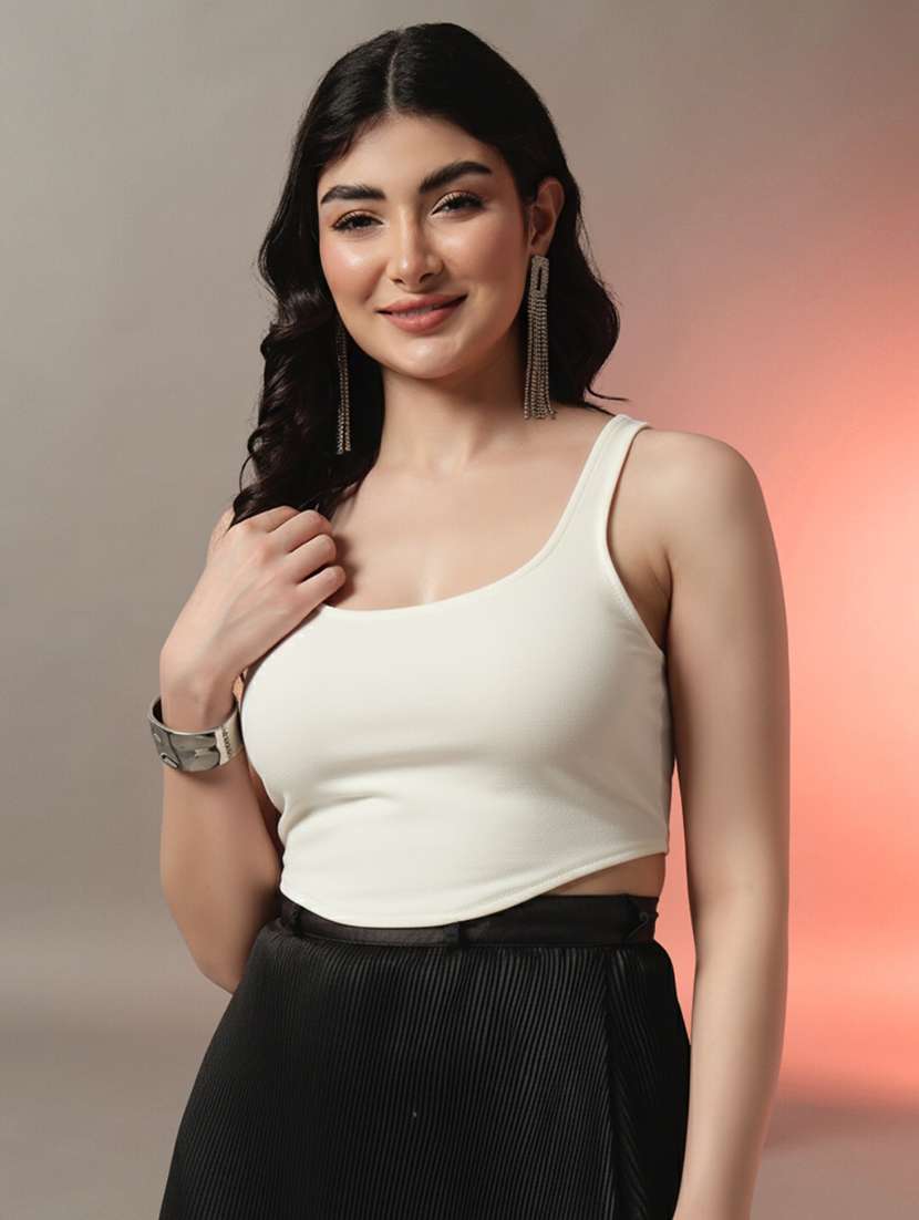 women solid shoulder strap corset top