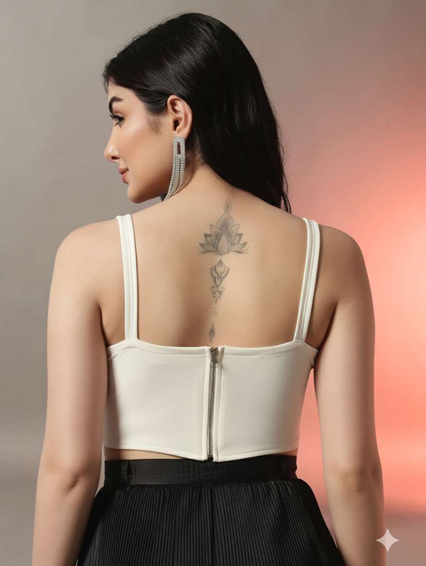 women solid shoulder strap corset top - 22231282 -  Standard Image - 3