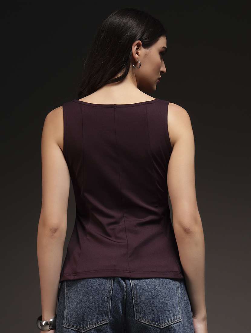 women solid sleeveless a-line top - 22231288 -  Standard Image - 3