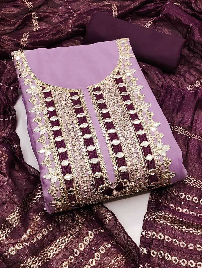 women solid with work unstitched suit set