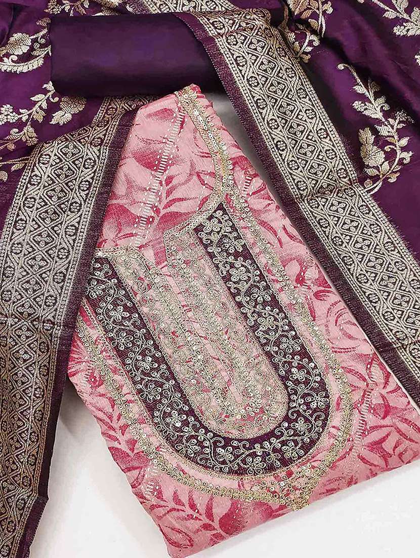 women self design unstitched suit set