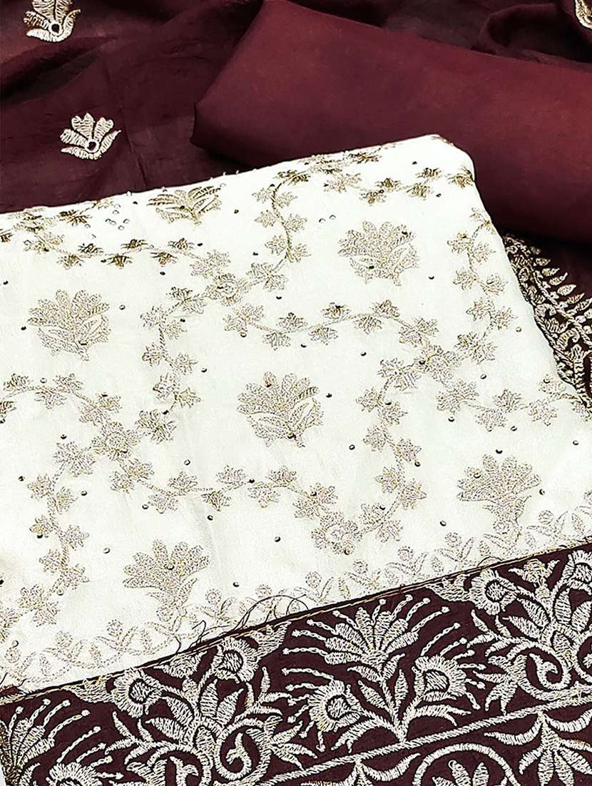 women solid with work unstitched suit set - 22231363 -  Standard Image - 3