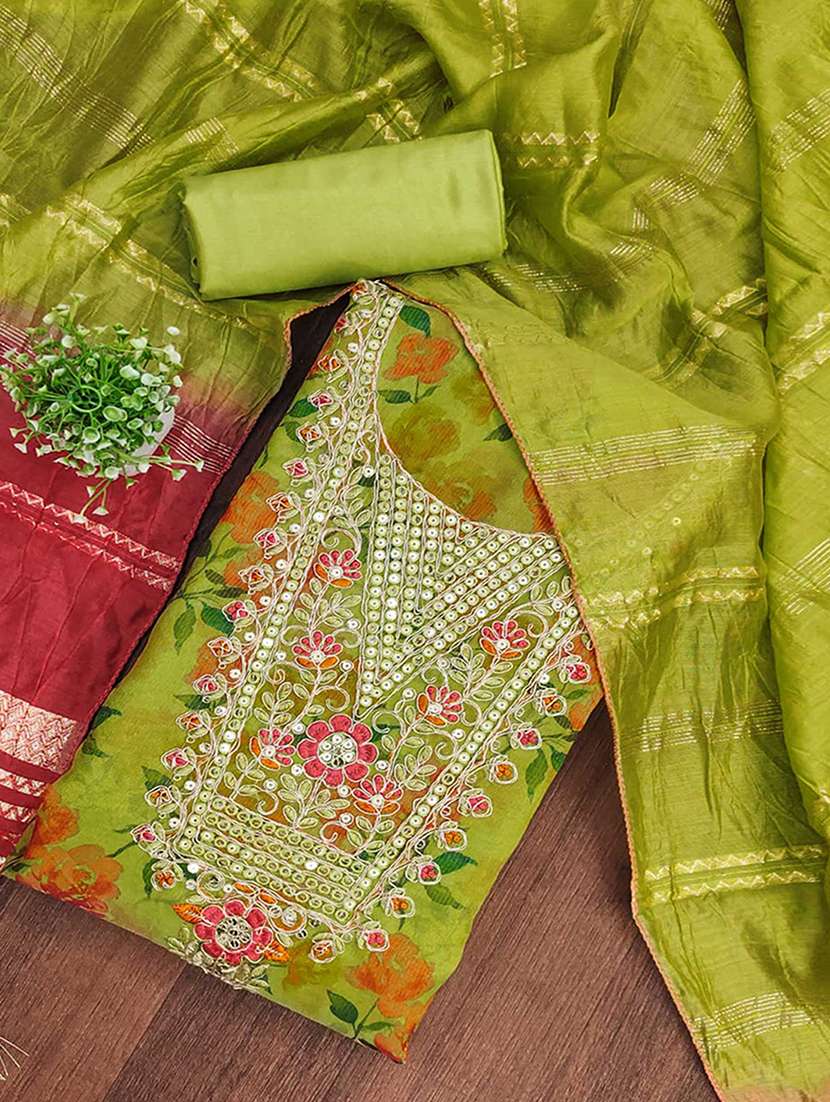 women floral embroidered unstitched suit set