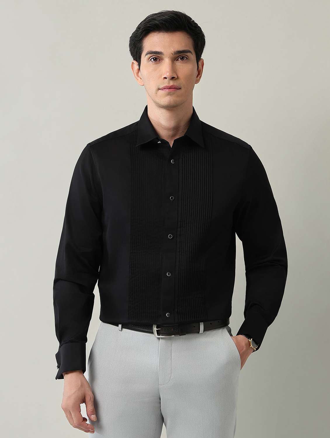 men solid long sleeve regular fit formal shirt