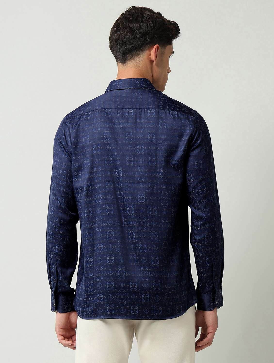 men printed long sleeve slim fit formal shirt - 22231407 -  Standard Image - 3