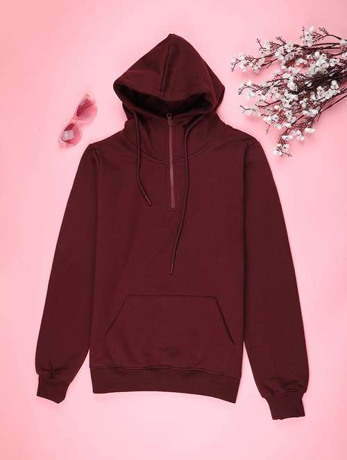 girls solid long sleeve hooded sweatshirt - 22231440 -  Standard Image - 0