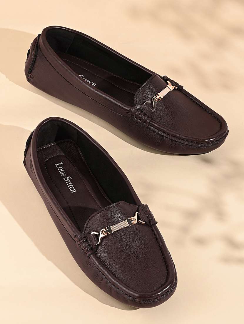 women solid slip on horsebit loafer