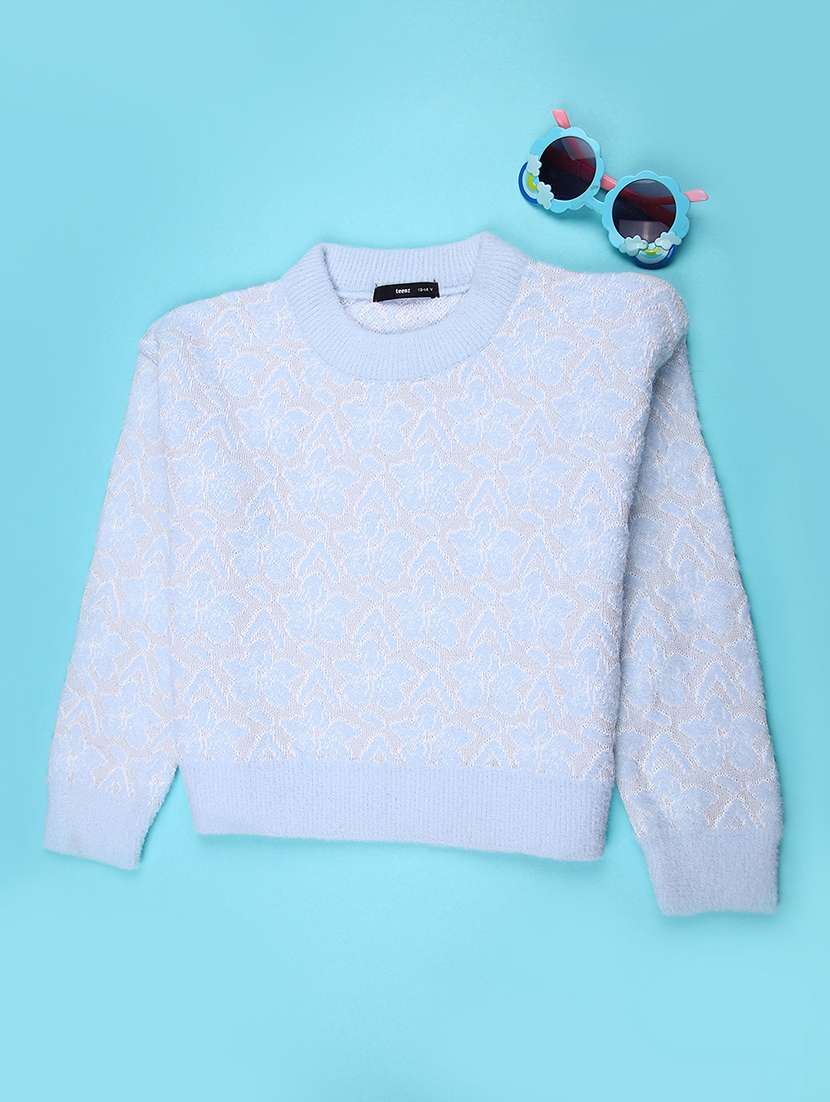 girls self designed long sleeve sweater