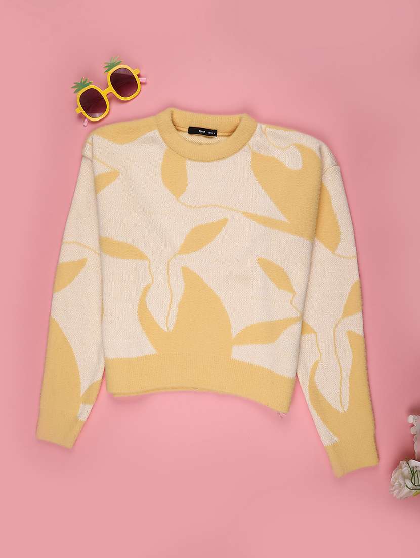 girls self designed long sleeve sweater