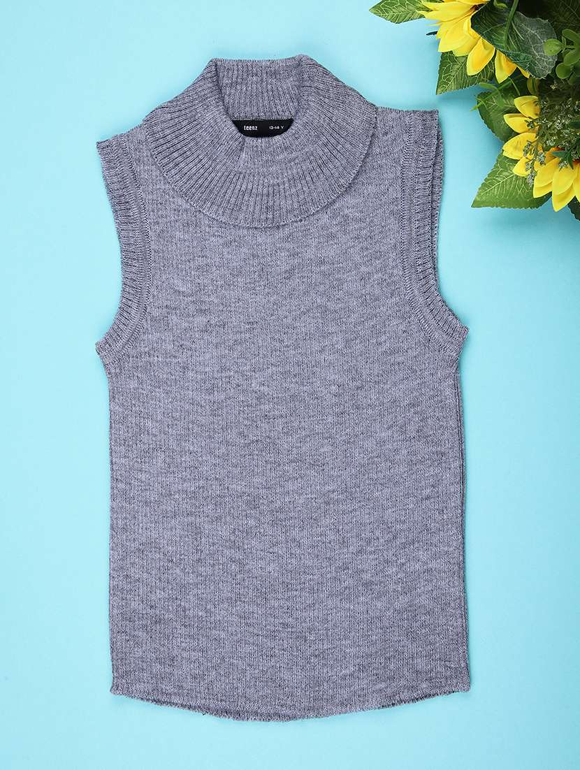 girls self designed sleeveless sweater