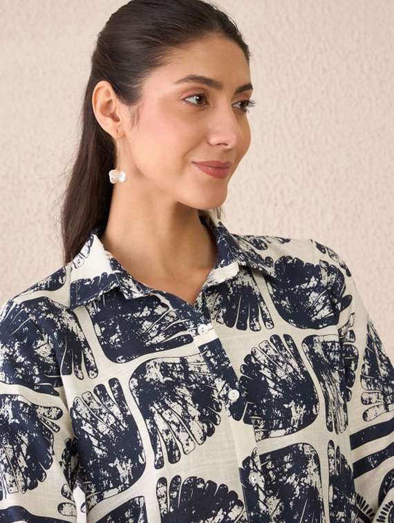 women printed three quarter sleeve co-ord set - 22231457 -  Standard Image - 3