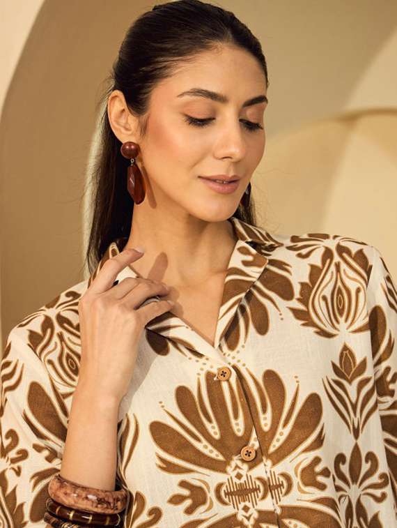 women printed shirt and trouser co-ord set - 22231461 -  Standard Image - 3