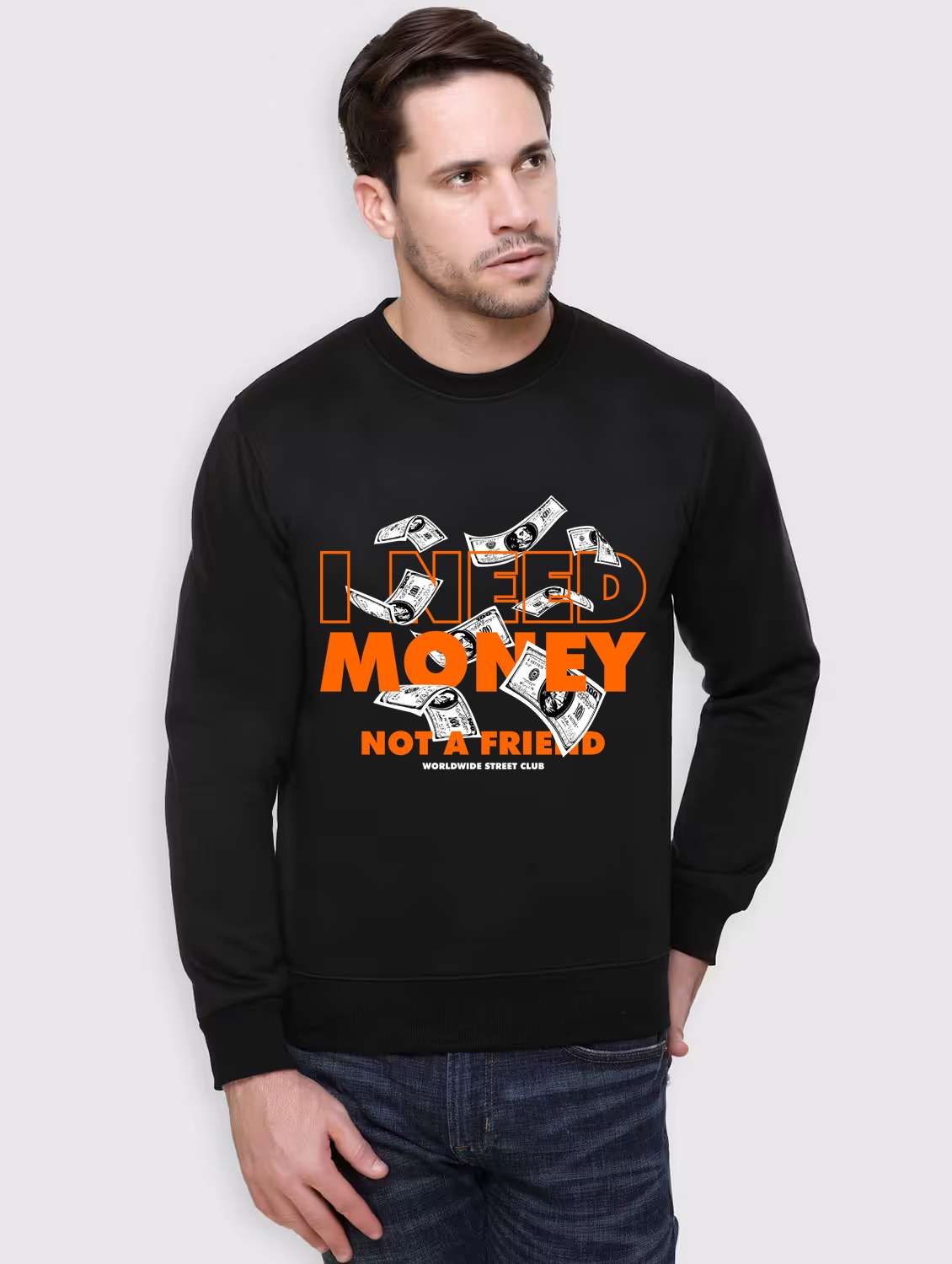 men front print long sleeve regular fit sweatshirt