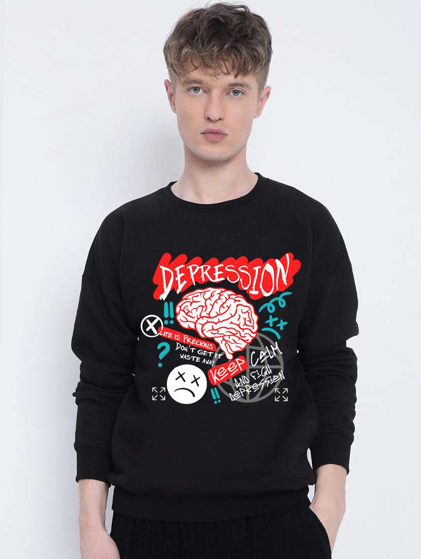 men front print long sleeve regular fit sweatshirt
