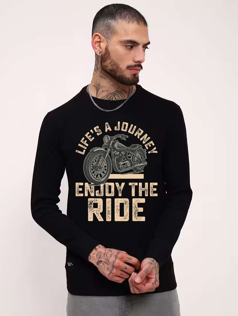 men front print long sleeve regular fit sweatshirt