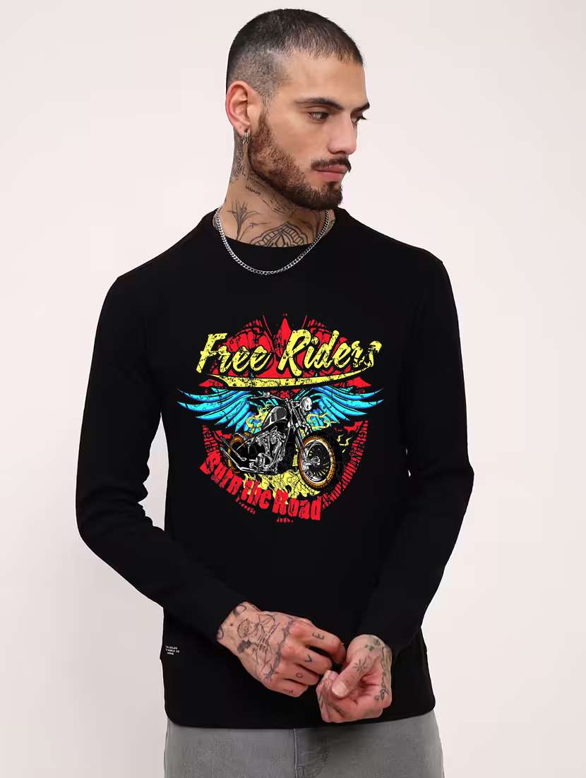 men front print long sleeve regular fit sweatshirt