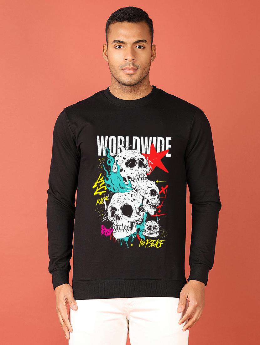 men front print long sleeve regular fit sweatshirt