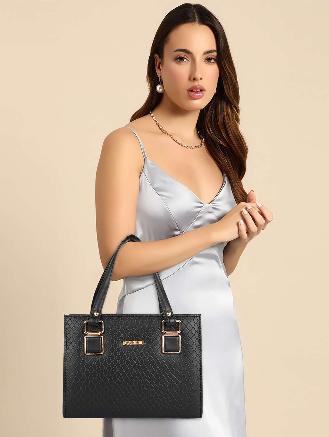 women textured structured leather handbag - 22231701 -  Standard Image - 3