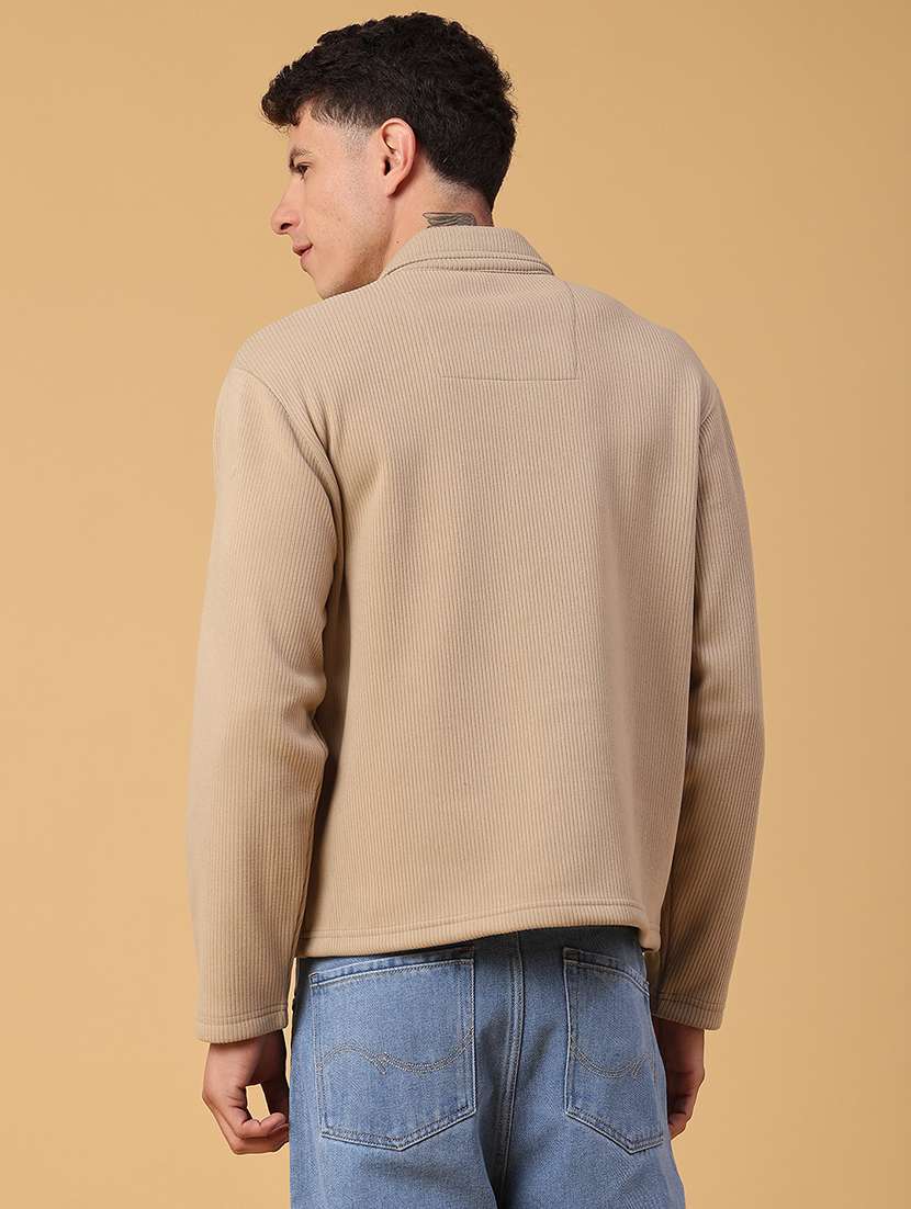 men self design long sleeve regular fit shacket - 22231745 -  Standard Image - 3