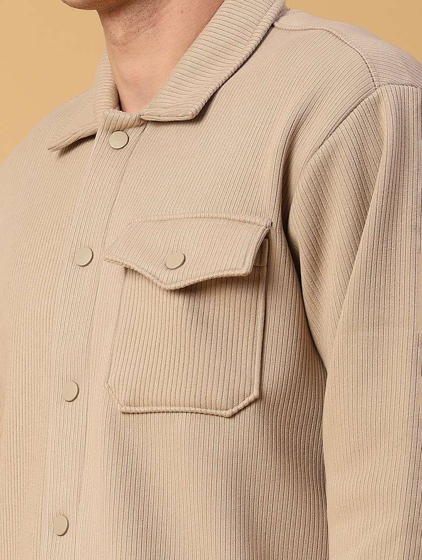 men self design long sleeve regular fit shacket - 22231745 -  Standard Image - 5