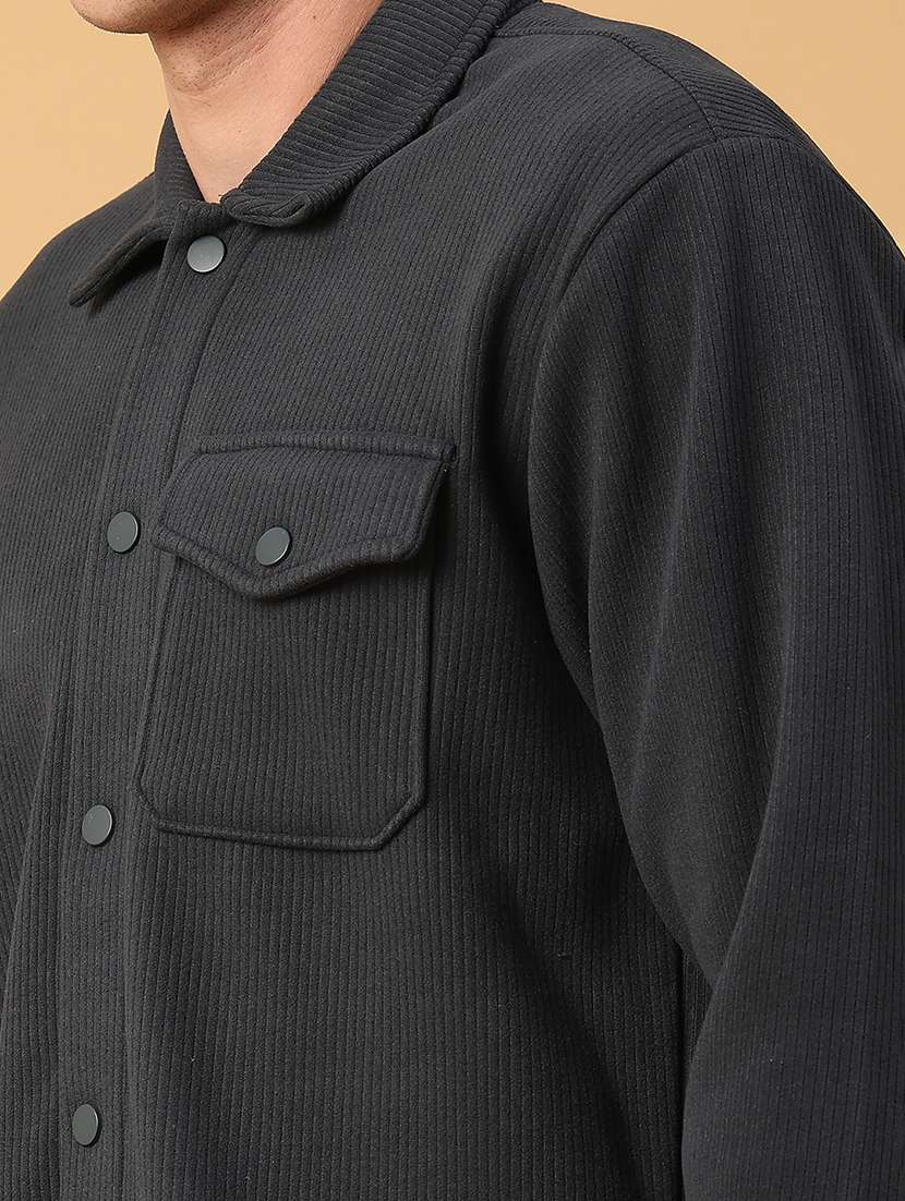 men self design long sleeve regular fit shacket - 22231746 -  Standard Image - 5