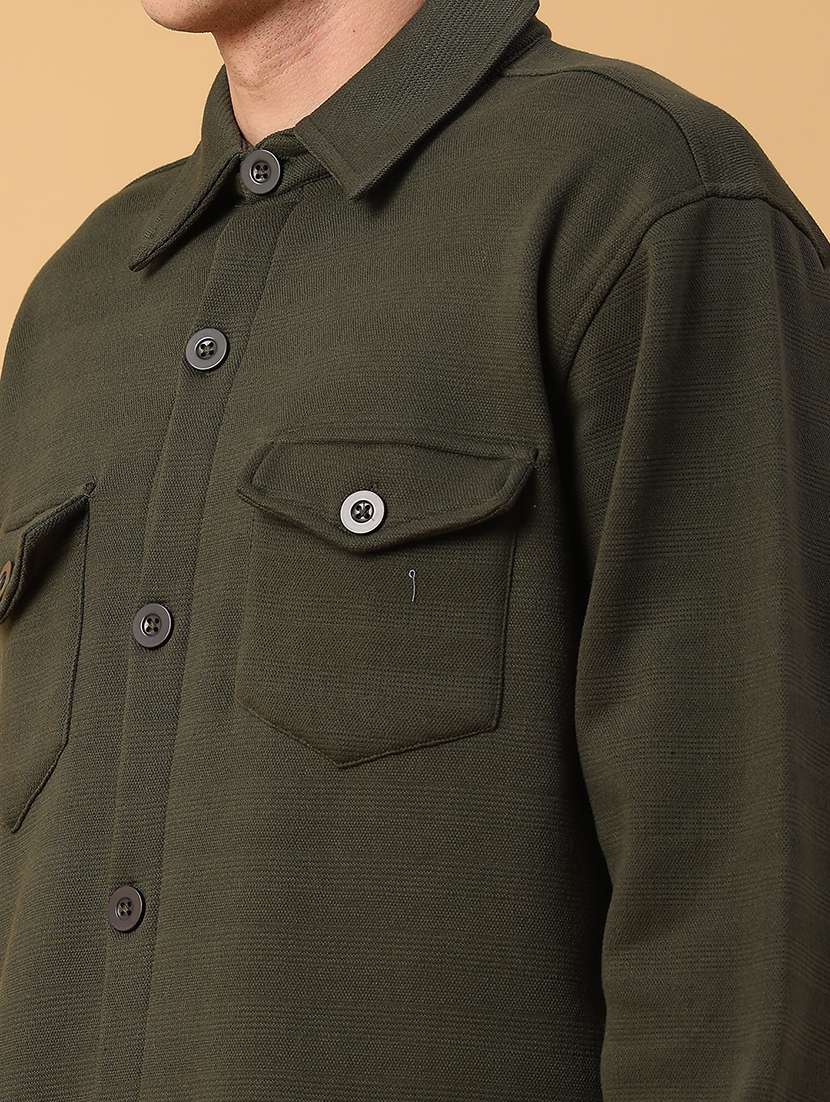 men self design long sleeve regular fit shacket - 22231747 -  Standard Image - 5