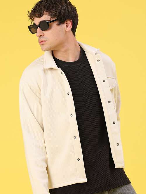 men self design long sleeve regular fit shacket - 22231748 -  Standard Image - 0