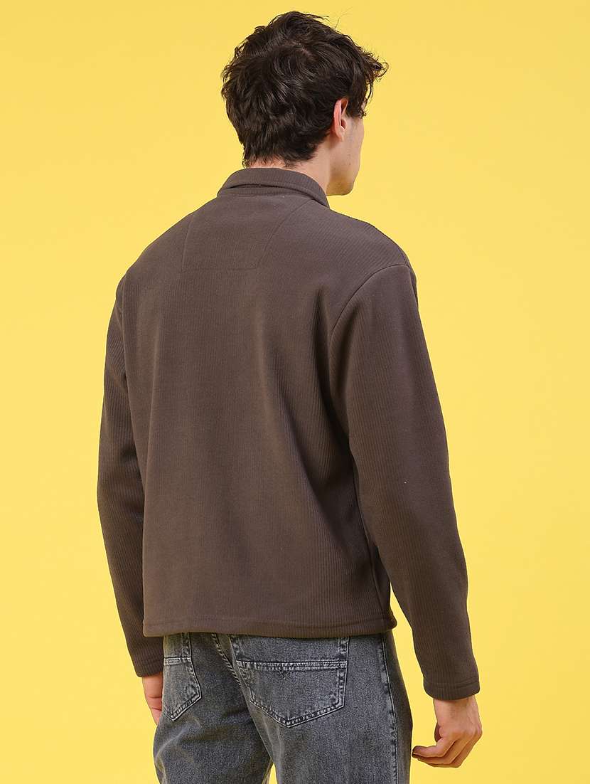 men self design long sleeve regular fit shacket - 22231749 -  Standard Image - 3